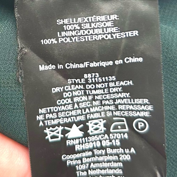 Tory Burch silk green blouse button down shirt top - Picture 6 of 6